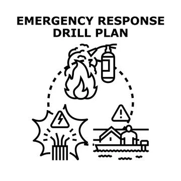 Emergency response drill plan concept vector Stock Illustration