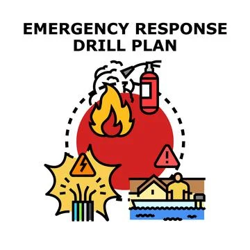 Emergency response drill plan concept vector Stock Illustration