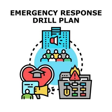 Emergency response drill plan preparation and training Stock Illustration