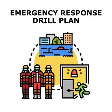 Emergency response drill planning disaster preparedness Stock Illustration