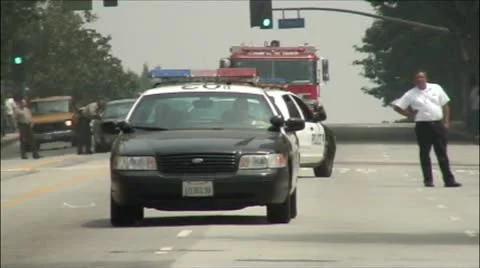 Emergency response los angeles police and fire Stock Footage