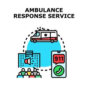 Emergency response service calling ambulance for medical assistance Stock Illustration