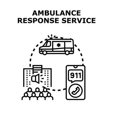 Emergency response service calling ambulance for medical assistance Stock Illustration