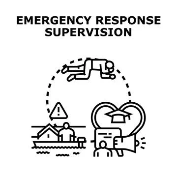Emergency response supervision overseeing disaster management concept Stock Illustration