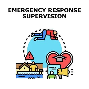 Emergency response supervision overseeing disaster management concept Stock Illustration