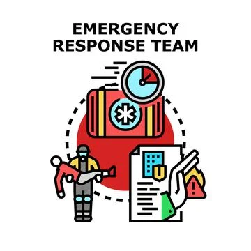 Emergency response team helping and providing aid assistance イラスト素材