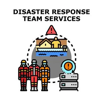 Emergency response team providing disaster relief services Stock Illustration