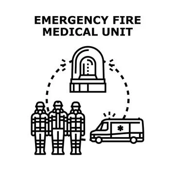 Emergency response team providing fire medical assistance Stock Illustration