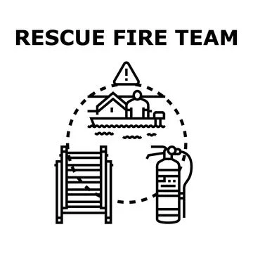 Emergency response team providing rescue and fire preparedness Ilustração Stock