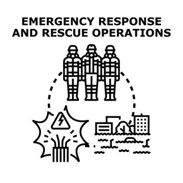 Emergency response team providing rescue workers aid イラスト素材