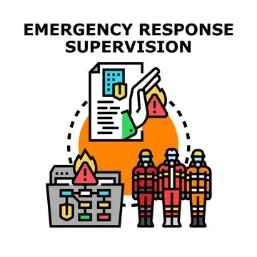 Emergency response team supervising risk management plan イラスト素材