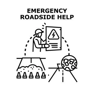 Emergency roadside help concept for vehicle breakdown or road damage Stock Illustration