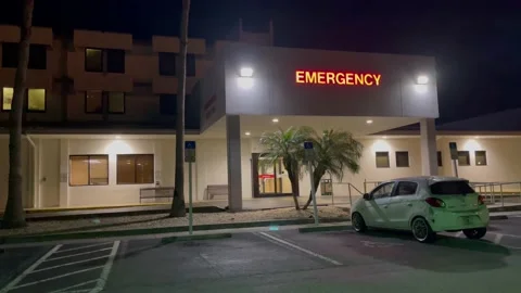 Emergency room outside at night Stock Footage 168908821