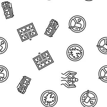 Emergency safety security danger vector seamless pattern Stock Illustration