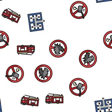 Emergency safety security danger vector seamless pattern Stock Illustration
