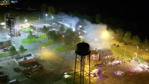 Emergency Scene - Fire Smoke Building Firefighter EMS Police Training 01 Stock Footage