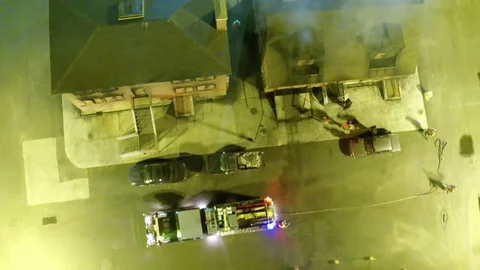 Emergency Scene - Fire Smoke Building Firefighter EMS Police Training 12 Stock Footage 78212663