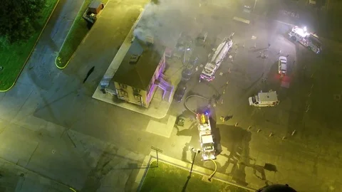 Emergency Scene - Fire Smoke Building Firefighter EMS Police Training 5 Stock Footage 78212679