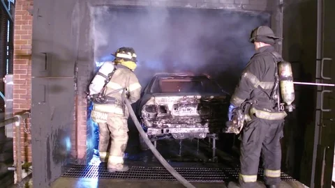 Emergency Scene - Fire Smoke Building Firefighter EMS Police Training 8 Stock Footage 78212686