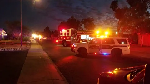 Emergency scene - night Stock Footage 95453816