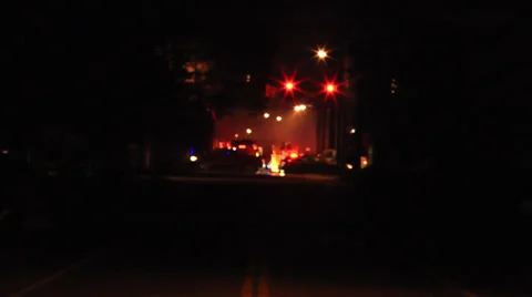 Emergency Scene at Traffic Intersection at Night Video stock 38104699
