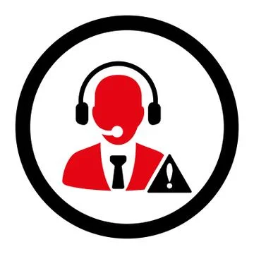 Emergency service flat intensive red and black colors rounded vector icon Stock Illustration