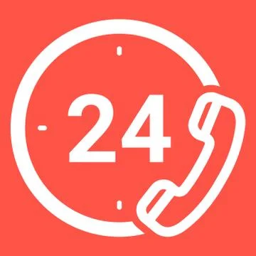 Emergency Services 24 Hours Icon Isolated On A White Background. Vector Icon Stock Illustration