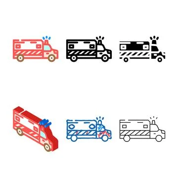 Emergency services alert color set icon vector 库存插图