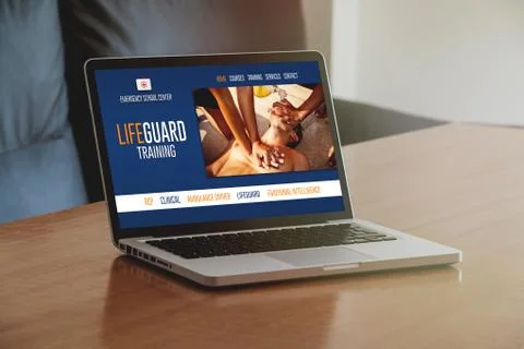 Emergency services e-learning website in a computer screen Stock Photos