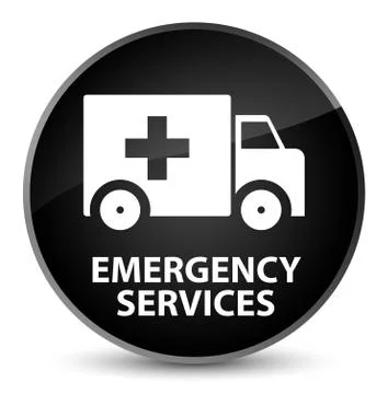 Emergency services elegant black round button Stock Illustration