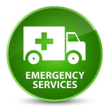 Emergency services elegant green round button Stock Illustration