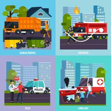 Emergency Services Icon Set Illustrazione stock