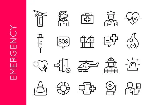 Emergency Services Icon Set Stock Illustration