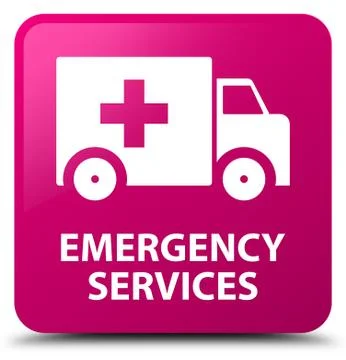 Emergency services pink square button Stock Illustration