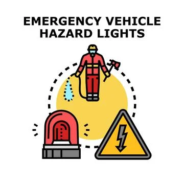 Emergency services protection concept with hazard signs and warning light Stock Illustration