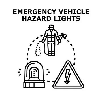 Emergency services protection concept with hazard signs and warning light Stock Illustration