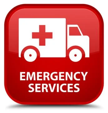 Emergency services special red square button Stock Illustration