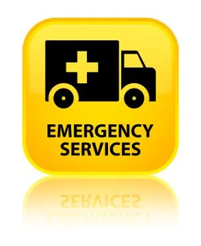 Emergency services special yellow square button Stock Illustration