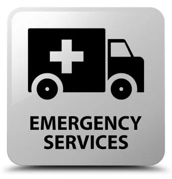 Emergency services white square button Stock Illustration