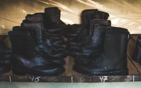 Emergency services work boots.  Stock Photos