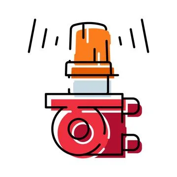 Emergency siren beacon warning light flat icon Stock Illustration