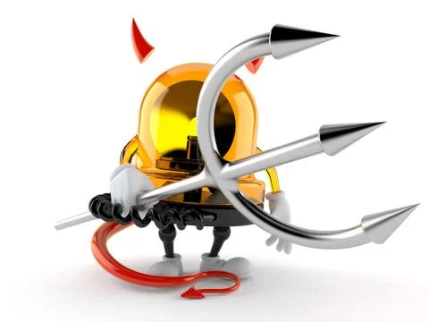 Emergency siren character with devil horns and pitchfork Stock Illustration