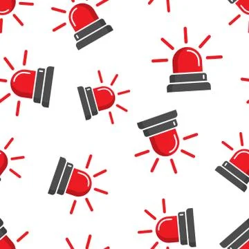 Emergency siren icon seamless pattern background. Police alarm vector illustr Stock Illustration