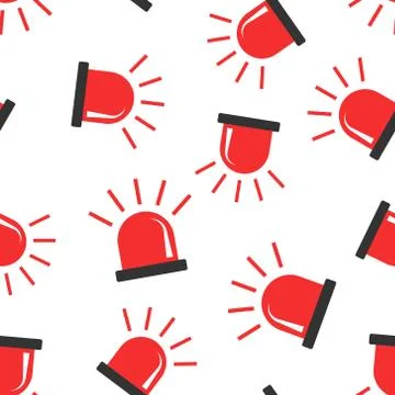 Emergency siren icon seamless pattern background. Police alarm vector illustr 库存插图