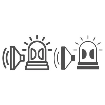 Emergency siren line and solid icon, Safety engineering concept, flashing Stock Illustration