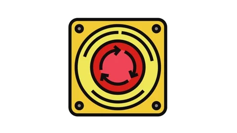 Emergency stop button alert color icon animation Stock Footage 326107740