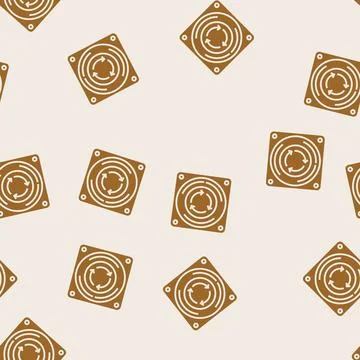 Emergency stop button alert glyph seamless pattern Stock Illustration