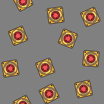 Emergency stop button alert vector seamless pattern Stock Illustration