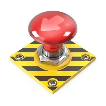 Emergency stop button with arrow indicator Stock Illustration