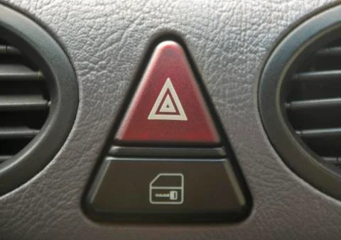 Emergency stop button with central locking button Stock Photos